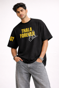 Black Cotton Oversized Thala Forever Csk Fan Edition T-Shirt For Unisex