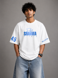 White Cotton Oversized Mumbai Cha Raja Sharma Graphic T-Shirt For Unisex