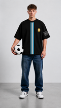 Black Cotton Oversized Messi Fifa World Cup Trophy Edition T-Shirt For Unisex