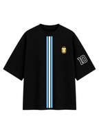 Black Cotton Oversized Messi Fifa World Cup Trophy Edition T-Shirt For Unisex