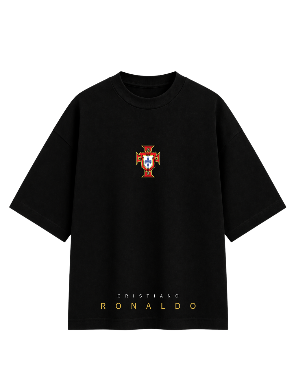 Black Cotton Oversized Cristiano Ronaldo Real Madrid Fan T-Shirt For Unisex