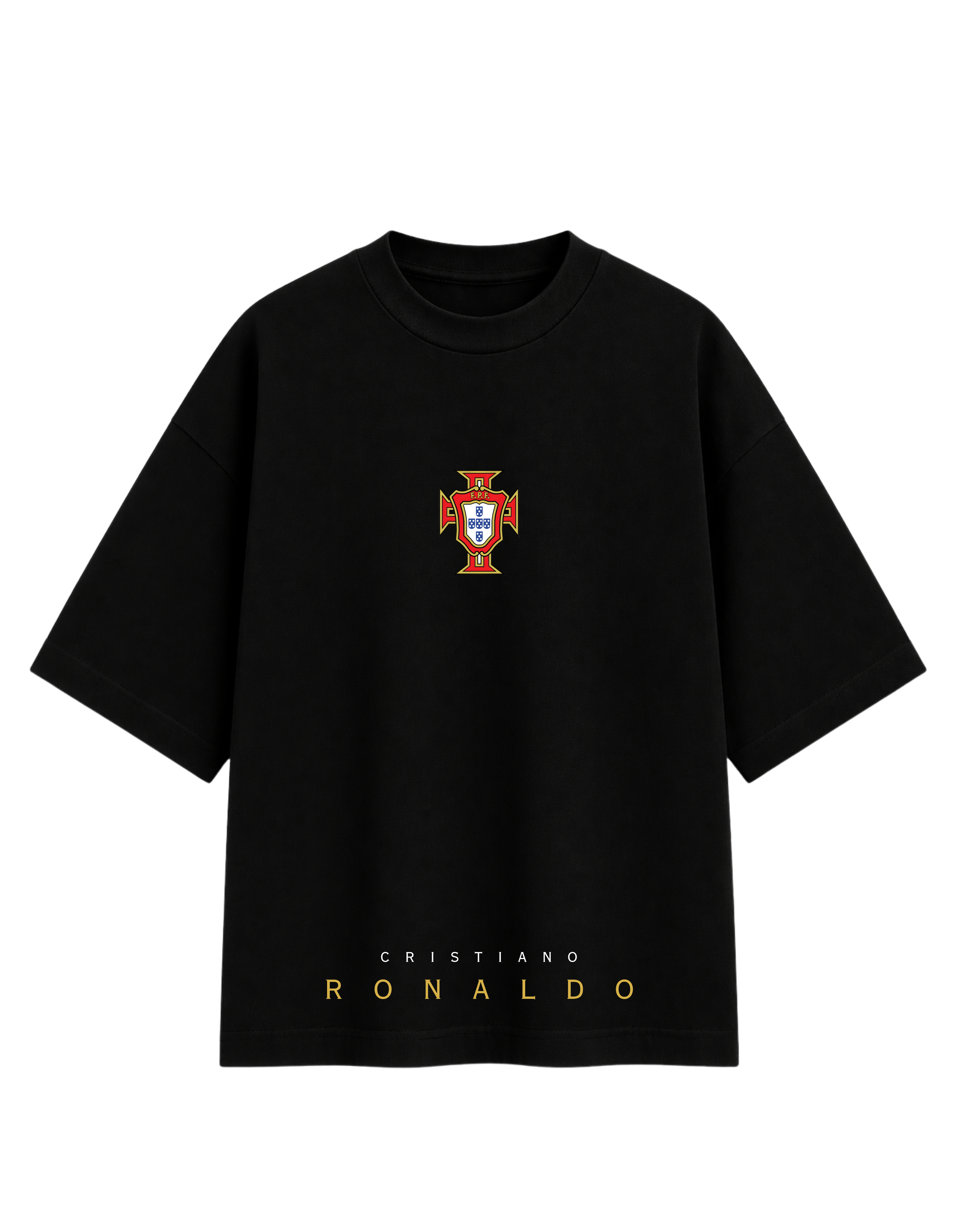 Black Cotton Oversized Cristiano Ronaldo Real Madrid Fan T-Shirt For Unisex