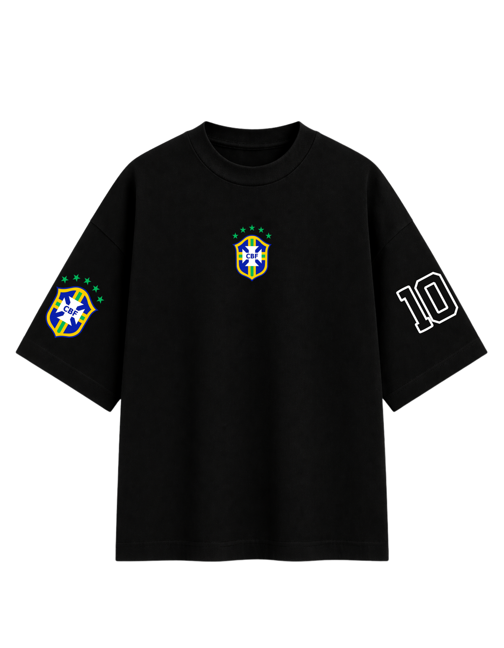Black Cotton Oversized Neymar Jr 10 Brasil Graphic T-Shirt For Unisex