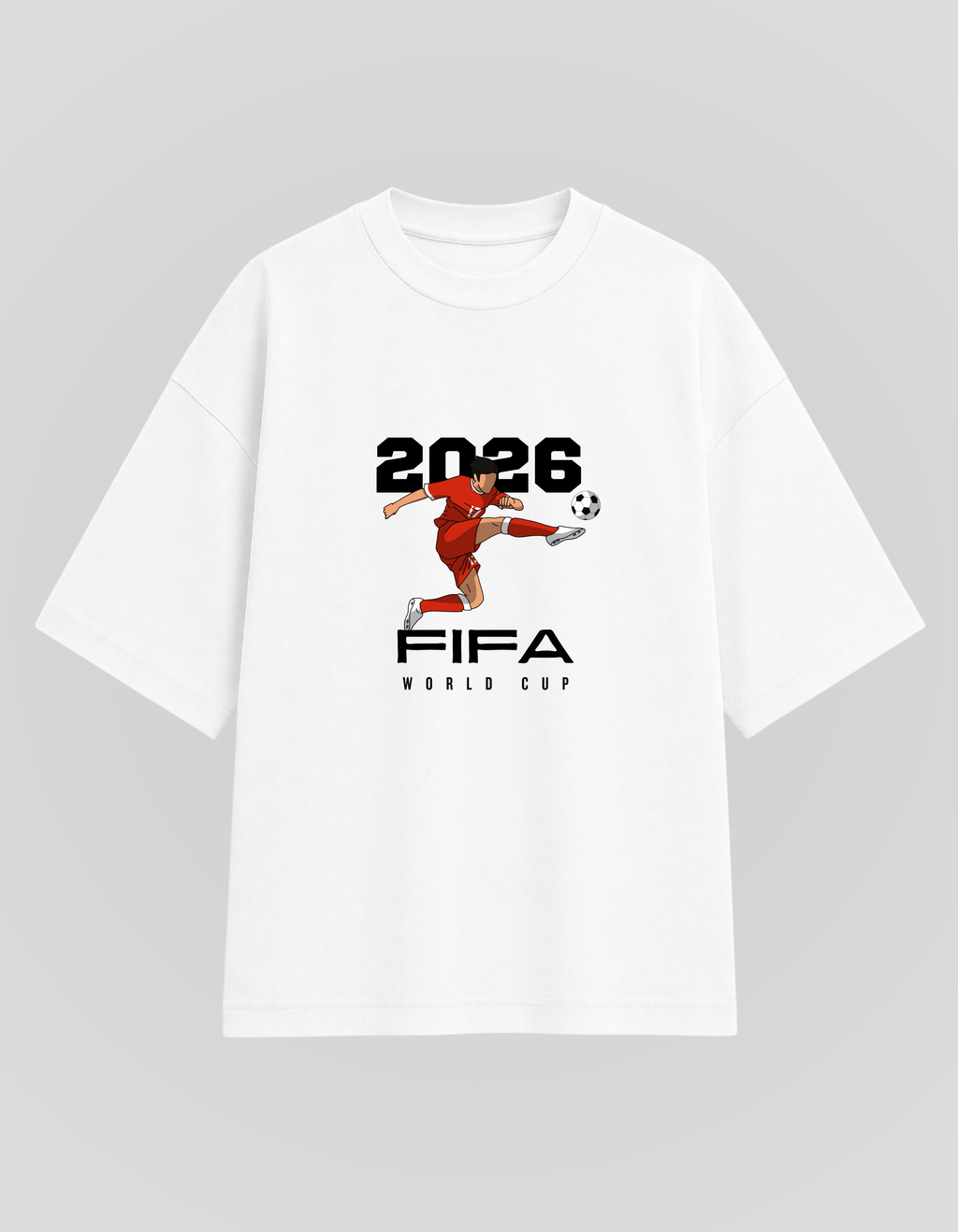 White Cotton Oversized Fifa World Cup 2026 Football Fan T-Shirt For Unisex