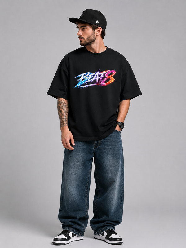 Beat8 Multicolor Graphic black tee