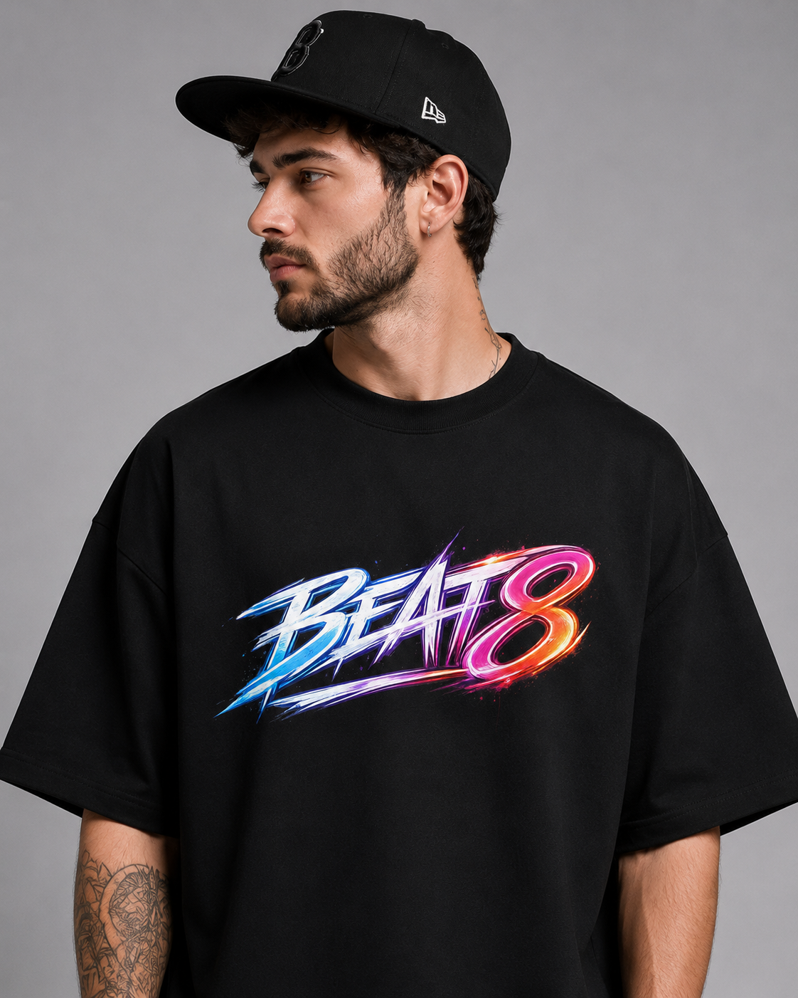 Beat8 Multicolor Graphic black tee