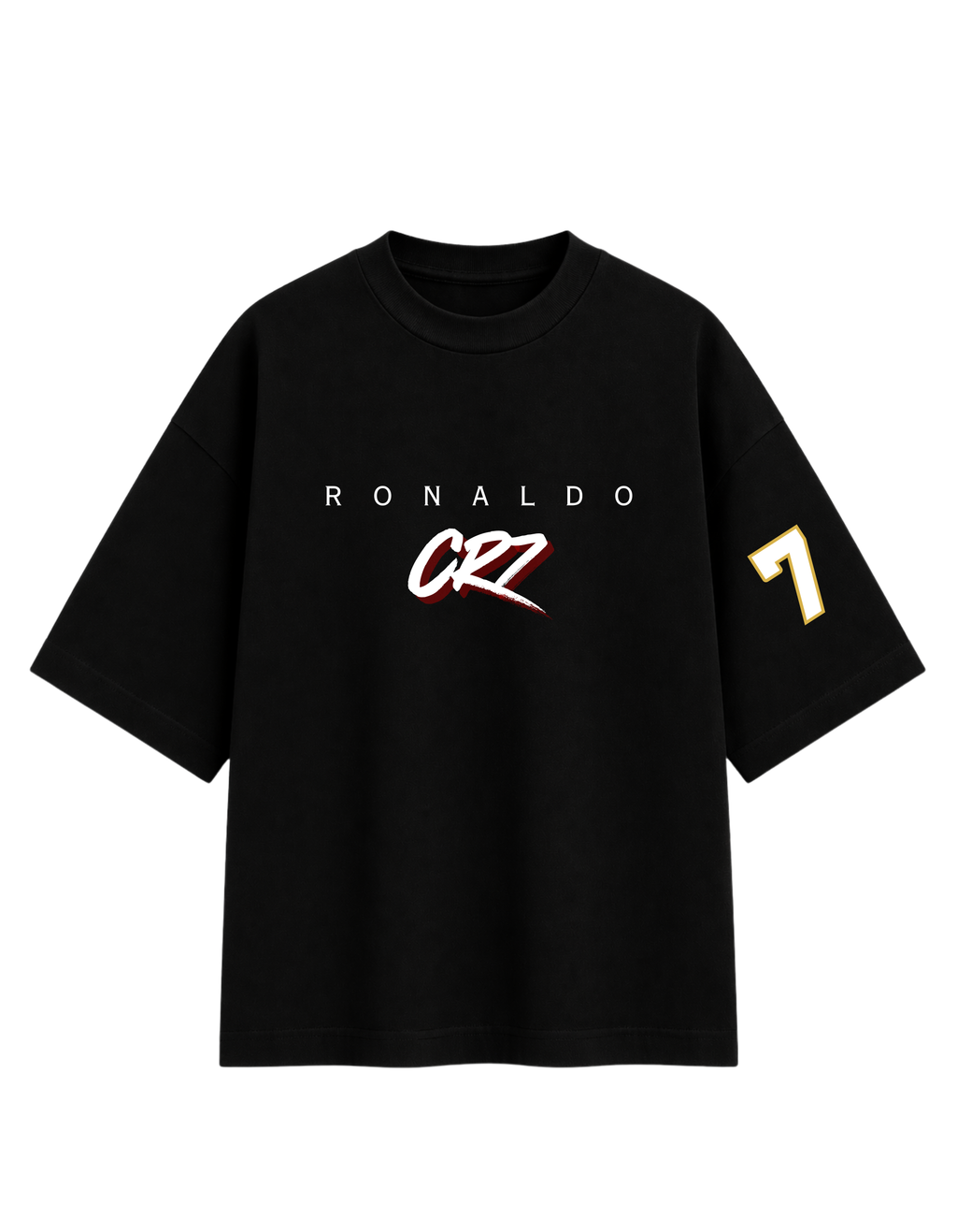Black Cotton Oversized Cr7 Ronaldo Football Fan Edition T-Shirt For Unisex